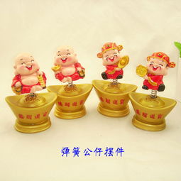 萌趣納福 Q版財(cái)神彈簧車載公仔，義烏藍(lán)喵電商的樹脂工藝精品